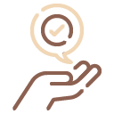 Advice given, hand with chat bubble